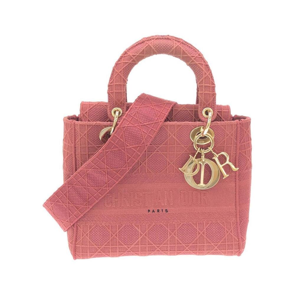 Christian Dior Lady Lite Bag embroidered Cannage Pink